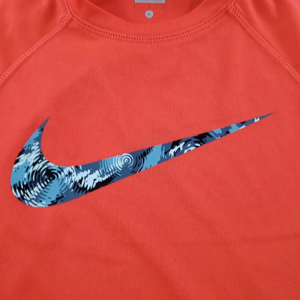Nike Dri-Fit T-Shirt Youth Orange Athletic Training 3/4 Sleeve Tee Size Large